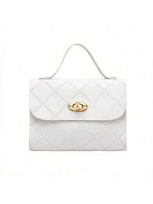 1pc Girl's Versatile Houndstooth Crossbody Bag, Luxury Mini Lock Closure, Minimalist Fashionable Lightweight Cosmetic Bag, Ideal Gift Choice - Multicolor - View 11