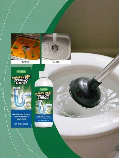 JUE FISH 管道堵塞清除剂，厨房水槽管道毛发油脂堵塞清洁剂，家用管道疏通剂