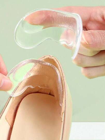 QKC 1 Pair Summer Silicone Heel Grips, Anti-Slip Thick Half Size Inserts For Loose High Heels, Prevent Blisters