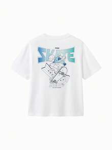 Balabala 男童短袖T恤，纯棉面料，吸湿速干夏季上衣 - 本白 - 查看 2