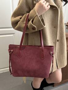 Bolso de estilo moderno y elegante de alta gama con gran capacidad para el uso diario y el transporte, modelo nuevo 2026 para mujeres - Rojo - Ver 5