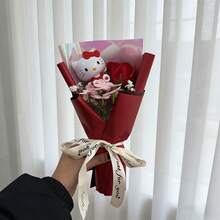 1 Bouquet Of Sanrio Hello Kitty Artificial Flowers, Beautiful Couple's Hand Bouquet - Perfect For Holiday Gifts, Mother's Day Gifts, Easter Gifts - Multicolor - View 13