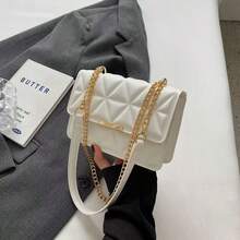 Women's New  Quilted Solid Color Chain Small Square Bag, Minimalist Fashion Shoulder Crossbody Bag - 彩色 - 查看 13