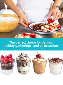 60个/20套 5盎司塑料甜点杯带盖，酸奶芭菲/开胃菜杯带盖，派对适用，迷你甜点杯带勺，布丁、水果和冰淇淋甜点小杯，婚礼用品 - - - 查看 4