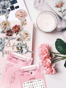 50PCS Silver Gilding Technique Stickers Aesthetic Silver Flowers Transparent PET Decals Crapbooking Laptop Phone Skateboard Guitar Luggage Notebook Helmet Gift Vinyl Waterproof Stickers Supplies Journal - 1 Set - View 11