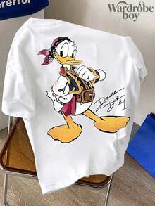 Disney Printed T-Shirt,Men's Pirate Donald Duck Printed T-Shirt,Unisex,High-Quality Pure Cotton T-Shirt,Suitable For All Seasons, Comfortable And Breathable| Exquisite Design | The Best Choice For Giving Gifts - White - View 2