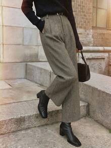 Women's High Waist Slim Straight Leg Pants, Suitable For Daily Commute - Grey - View 3