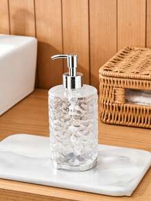 Smoke Grey Hammered Refillable Soap Dispenser, Modern Bathroom Liquid Soap Pump Bottle With Plated Rust-Proof Pump - Round - View 11