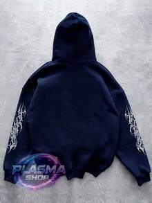 Comfortable Basic Sweatshirt For Everyday Wear Gothic Art Streetwear Urban Culture Street Fashion Street Graffiti Skater Skateboarding Unisex Men's Women's Sweatshirt 50% Cotton 50% Polyester Top Premium Streetwear New Release Immediate Shipping Various Colors!! - 藏蓝色 - 查看 2