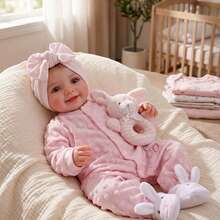 BABESIDE Reborn Baby Dolls Sunny - 17Inch Cute Soft Vinyl Realistic Baby Doll Poseable Smiling Real Life Baby Dolls With Complete Accessories For 3+ Years Old Gifts Realistic Babies,Baby ,Reborn Baby ,Kids Toy,Realistic,Lifelike Baby Dolls,Toys ,Doll Toys - 西瓜粉 - 查看 2