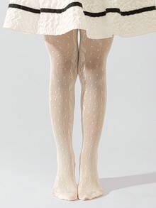 1 Stück Mädchen Spitze Muster super dünne atmungsaktive Mesh Strumpfhose, passend zu beigen Abendkleidern und für den täglichen Gebrauch - Verschiedenfarbig - Übersicht 3