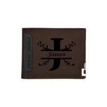 1pc Custom Men's Leather Wallet | Engraved Initials Laser Engraving | Ideal Gift For Dad, Son Birthday, Anniversary | Dark Brown Elegant Men's Wallet | Mini Wallet, Multi-Function, Large Capacity, Lightweight, Practical, Foldable | Business Casual, Minimalist Style | Back-To-School Gift | Mother's Day Gift | Teacher's Day Gift - 彩色 - 查看 10