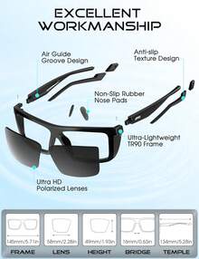 ¡RecomendadoATTCL - Lentes de sol polarizados deportivos para hombres y mujeres, para ciclismo, conducción, pesca, 100% protección contra los rayos ultravioleta¡Top de Temporada - 1124-Verde oscuro+Gris/Non Espejado - Ver 7