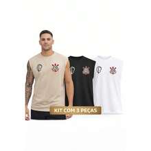 Set Of 3 Corinthians Unisex Tank Tops With Team Print - Casual Style - Màu be - Xem 1