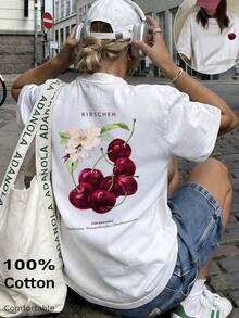 2026年女士春夏T卹，純色圓領短袖寬鬆T卹，100%棉質上衣，海邊度假風，櫻桃圖案印花，春夏裝日常休閒女裝，街頭服飾，外出度假，camisetas invierno mujer，noistamujer，camiseta oversize mujer，motif mujer，isihaaft mid未來，ihaihai，motif mujer，isdron，perok 或iii，motif mujer，motif mujras，isieta mujer，hiroki，motif mujer，isiiipa mujer，verano mujer，jersey，fiesta，sudaderas de mujer，conjunto mujer invierno，ropa verano mujer，verano mujer，y2k，mujer，ropa curvy mujer，sudadera mujer talla grande，friends，vacation，casual，辦公室/休息室/居家/戶外運動/復古風/簡約，趣味設計，四季通用休閒上衣，情人節情侶短袖，男女同款短袖，約會，浪漫出行，節日送禮，上衣，deporte - 白色 - 查看 1