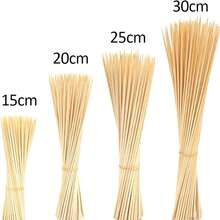 10/100/200pcs Natural Bamboo Round BBQ Skewers, Bur-Free Heat Resistant Sticks, Outdoor Backyard BBQ Meat Seafood Skewers, Camping Party Fruit Marshmallow Dessert Skewers, Holiday Gathering Wedding Cold Platter Decoration Picks - A - View 8