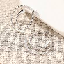 1 Đôi bông tai thiết kế móc cong cổ điển tối giản độc đáo, phụ kiện trang sức sáng tạo dành cho nữ, thích hợp đeo hàng ngày và dự tiệc. - Bạc - Xem 4