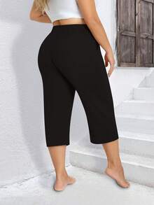 3-Pack Women's Plus Size Capri Sweatpants - Loose Cropped Yoga Lounge Pajama Pants With Pockets, Summer Casual Comfort - Xám nhạt + xám đậm + đen - Xem 10