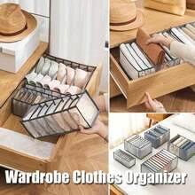 Foldable Drawer Clothes Organizer, Washable Mesh Storage Box With Divider Grids (7 For Leggings/Pants, 9 For T-Shirts), 36*25*5cm For Socks Bras Underwear, Space-Saving For Dorm Bedroom - Gray - View 4