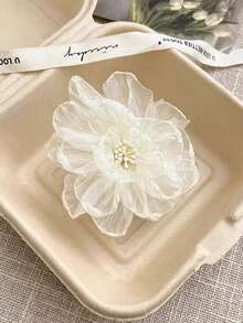 2pcs/1pc Women's Bohemian White Chiffon Floral Hair Clip, Elegant Minimalist Hair Accessory, Suitable For Daily, Casual, Party, Beach, Vacation, Hairstyling, Washing, Makeup, Outfit Decoration, Autumn/Winter/Spring/Summer,Festival,Birthday - Multicolor - View 7