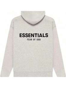 Essentials Hoodie 'Light Oatmeal'winter Clothes Women Loose Drop Shoulder Hooded Sweatshirt, Vintage Flocking Craftsmanship Combined With Modern Breathable Technology, Warm Cotton Flocking, Loose Urban Functional Wear, High-End Cotton For Urban Street Style, Loose Silhouette Gender-Neutral Design, Mixed-Color Cotton For Low-Profile, Preferred Choice For Cafes And Hiking.Fall Halloween Sweater - Màu Xám nhạt - Xem 15