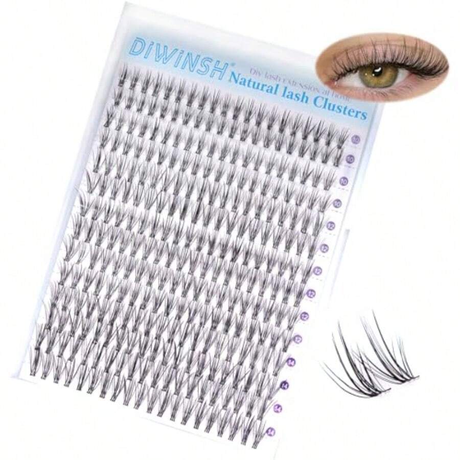 Manga Lash Clusters 140Pcs Fairy Eyelash Clusters 10-14mm C Curl Natural Wispy Lash Extensions DIY Individual False Eyelashes With Soft Thin Clear Lash Band - màu đen - Xem 1