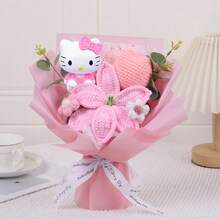 三丽鸥手工针织花束，Hello Kitty百合郁金香针织花束，Hello Kitty手工针织花，永不凋谢的Hello Kitty - 彩色 - 查看 7