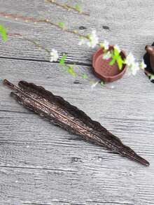 1 pieza Soporte de plato metálico para incienso con hojas largas en color dorado, plateado, bronce y verde, quemador de incienso para Ramadán - Dorado - Ver 39