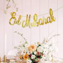 2 Sets/1 Set Gold EID Mubarak Banner, Ramadan Kareem Banner, Partydekoration, Sterne und Mond Hängedekoration, Umrah Mubarak Dekoration für Zuhause - mehrfarbig - Übersicht 3