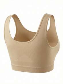 Áo ngực không gọng, không đường may, màu be, dành cho nữ cỡ lớn, chất liệu co giãn, thoáng khí, thoải mái, phù hợp để mặc hàng ngày. - Màu be - Xem 5