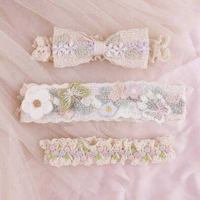 3 chiếc băng đô cài tóc hình nơ hoa cho bé, dễ thương và ngọt ngào.