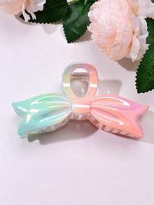 1个/3个/6个 花卉印花休闲ABS塑料电镀渐变浪漫蝴蝶结发爪夹，弹簧侧马尾夹 - 彩色 - 查看 9