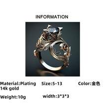 A Luxurious And Sparkling Women's Wedding Ring, Beautifully 14K Gold Plated With Dazzling Synthetic Cubic Zirconia, Ideal For Weddings, Galas And Parties, A Perfect Valentine's Day Gift - Gold - View 4