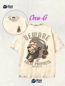 2026 Men's Washed Vintage Pure Cotton Short Sleeve T-Shirt, American Retro Loose Fit, High Street Cool Style Basic Tee For  Men, High-Quality Wax Printed Cotton Retro Fashion Brand T-Shirt, Men's T-Shirt, Beach Must-Have, Men's Summer T-Shirt, Holiday Gift, Perfect Gift, Valentine's Day Gift - 杏色 - 查看 12
