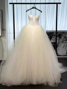 Elegante abito da sposa sexy, abiti per l'ufficio civile, abito da sposa, abito da festa da serata, abito di compleanno per matrimoni di campagna, cerimonia romantica in chiesa, abito da sposa, adatto per matrimoni, appuntamenti, feste, festa per single, vacanze, occasioni formali, abito da cena, abito da ballo, festa di fine anno, festa da cocktail, abito per ospiti di nozze, diploma - Bianco - Visualizzare 5