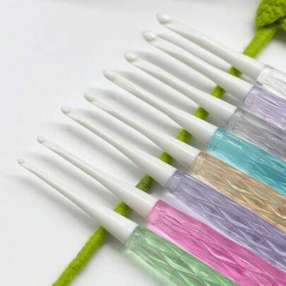 8pcs Crystal Color Crochet Hooks (2.5-6.0mm), Comfortable Handle Colors Crochet Beautiful Products, Suitable For Handcraft Yarn Crochet Projects, Great Gift For Girlfriend, Mom Or Craft Lovers
