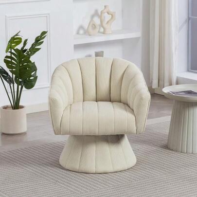 Stylish 360° Swivel Chair With Ergonomic Seat And Backrest, Wraparound Armrests, Modern Design And Stable Base – Ideal For The Office, Living Room Or Working From Home. Beige