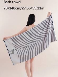 QIBHI 1/2/3 pièces en option, serviette de bain ou serviette de toilette en pur coton rayée et brodée, serviette de couple style pastoral zébré, absorbante et douce, convient pour la salle de bain, l'hôtel, la salle de sport, les voyages, les cadeaux, le salon, les sports, l'extérieur, la plage, l'école, la rentrée scolaire, les articles essentiels pour la maison, serviette, soins de la peau - Gris - Voir 10