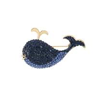 1pc Exquisite Cute Rhinestone Blue Whale Brooch, Fashionable Versatile Ocean Animal Clothing Pin, Anti-Slip - Blue - View 7
