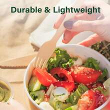 Bộ dao nĩa phân hủy sinh học 300 món - 100 dĩa, 100 thìa, 100 dao, bộ dụng cụ bằng gỗ bạch dương không dăm, thích hợp cho tiệc tùng, đám cưới, tiệc nướng. - Màu be - Xem 8