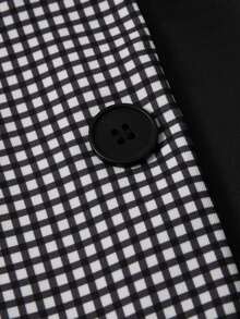 男士短袖西装套装，包含短袖外套和短裤，休闲装，适合日常通勤、休闲和夏季穿着。 - 黑色 - 查看 10