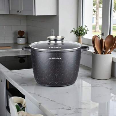 Garnek tradycyjny głęboki czarny marmur indukcja gaz Masterpan
