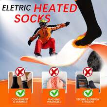 Heated Socks, 5V 5000mAh Rechargeable Heated Socks For Men Women, Electric Heated Socks With Heating Three Levels For Outdoors Working Skating Skiing Hunting Hiking Cycling - 黑色 - 查看 5