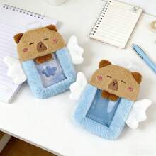 Angel Capybara Furry Card Holder Pendant, Transparent Storage Card Holder, Suitable For Meal Card/Bus Card/Idol Photo Card/Poloid, Portable Pendant Around Student Commuter Idol - Chủ thẻ Angel Capybara - Xem 1