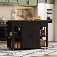 Mobile Storage Islands - Black+Natural + MDF + Kitchen - View 4