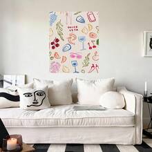 Framed 1pc Vertical Canvas Wall Art - Modern Minimalist Food & Wine Theme With Bold Graphic Design, Vibrant Colors, High Quality & Fade-Resistant Print For Living Room, Bedroom, Office Decor - In China, Dining Room Wall Decor, Bedroom Artwork, Playful Illustration, Colorfast Artwork, Highquality Ink - Framed - 查看 4