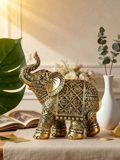 1件吉祥神象摆件，风水装饰，树脂工艺品，家居装饰佳品，馈赠亲友，生日礼物，室内装饰，厨房，卧室，客厅，派对，花园