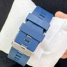 Men's Digital Watch With Digital Display Showing Time, Date, Day Of The Week, And Stopwatch Function, Available In Four Colors. 47 Mm Case. - Blue - View 4
