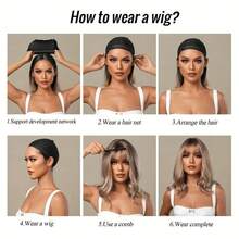 24in Layered Ombre Blonde Brown Synthetic Long Straight Wig Women Fluffy Cosplay Wig With Bangs For Lolita Party Daily Use - Multicolor - View 10