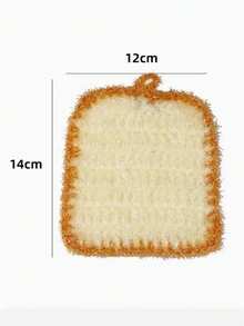 1pc Creative Bread-Shaped Dishcloth, Thickened, Non-Abrasive, Grease-Removing, Handwoven, Suitable For Kitchen, Dishwashing, Cleaning, Essential Dishcloth - Multicolor - View 3